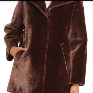 T TAHARI OVERSIZED BROWN FAUX FUR COAT